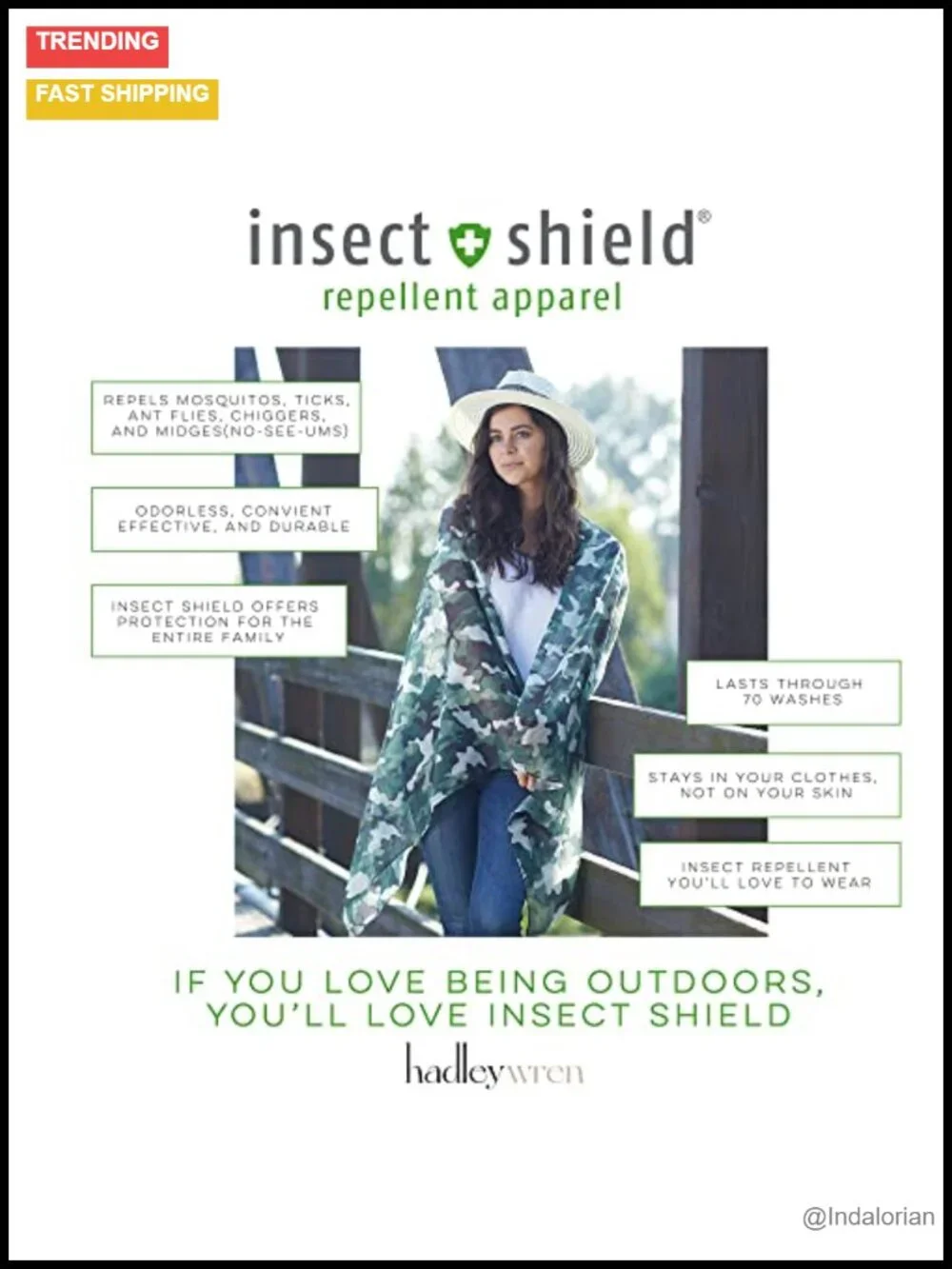Lightweight Insect Shield Scarf 100% Polyester UV Summer